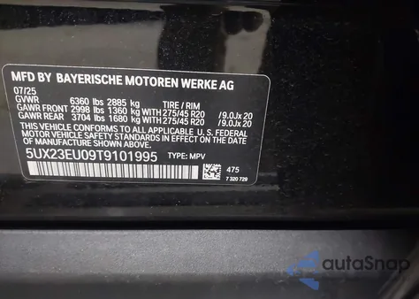 2026 BMW X5 xDrive40I from USA, damaged, VIN 5UX23EU09T9101995